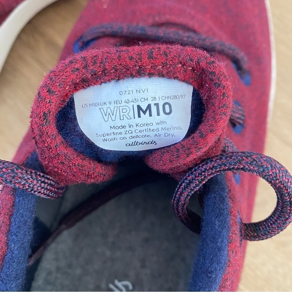 Allbirds Men's Wool Runner Shoes Red Maroon and Navy Blue
